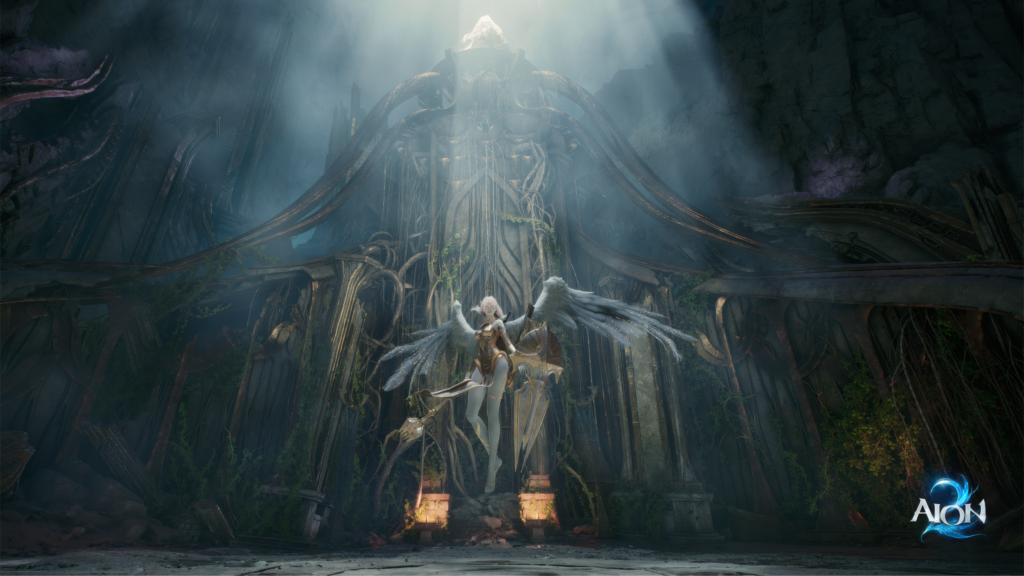 Aion 2 Cleric wings spread ready for battle